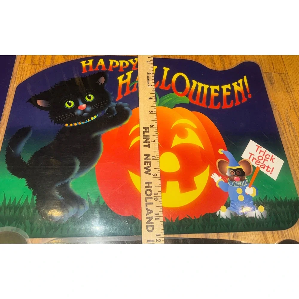 Vintage 1996 Bright of America Halloween Placemats Set of 6 Double Sided USA